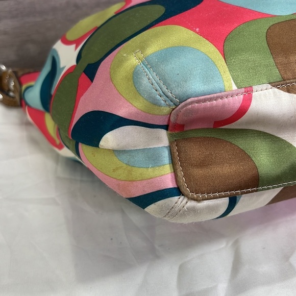 Coach Scarf Print F13800 Multicolor Fabric and Patent Leather Hobo Bag - Picture 9 of 12